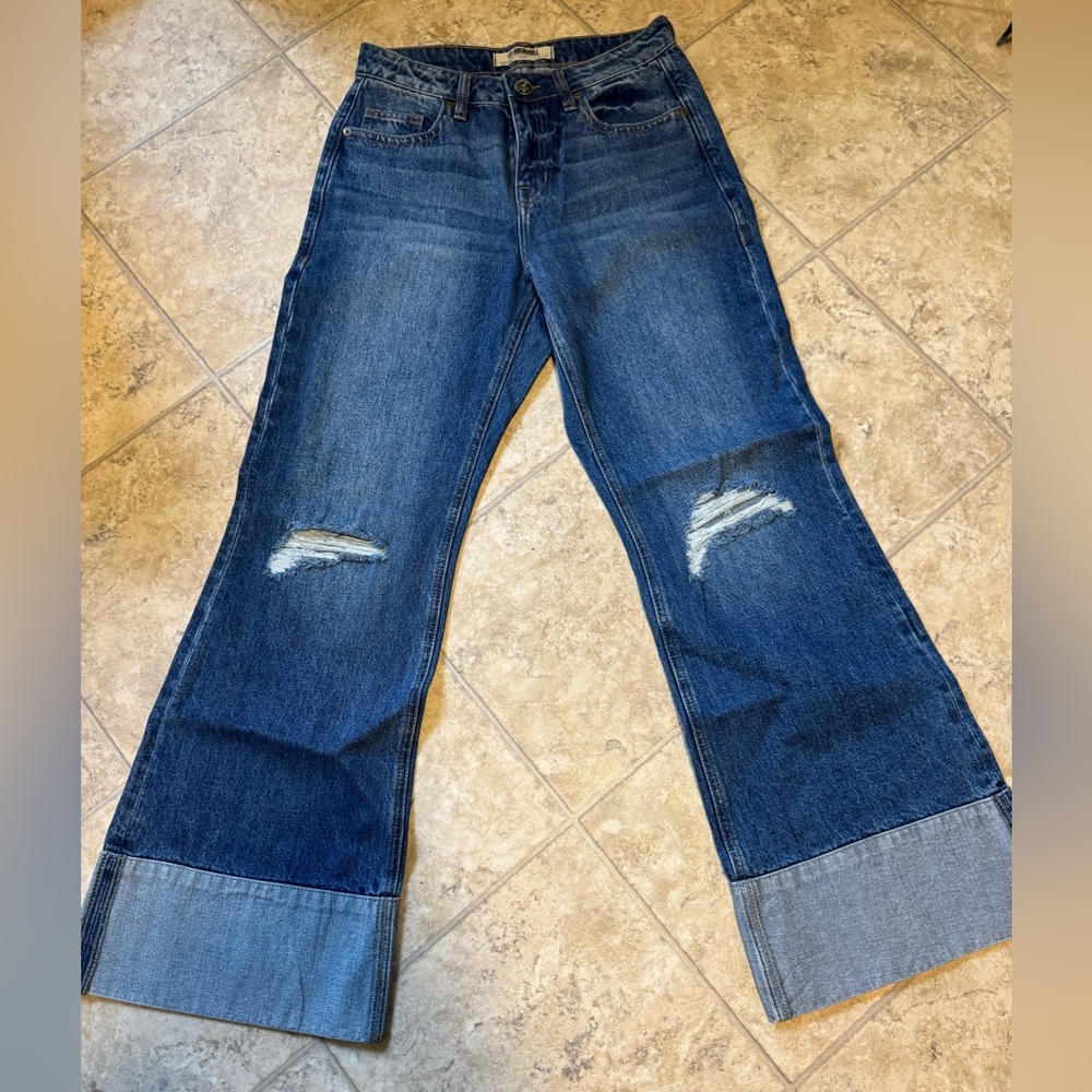 Wide Leg Flare Jeans in Blue